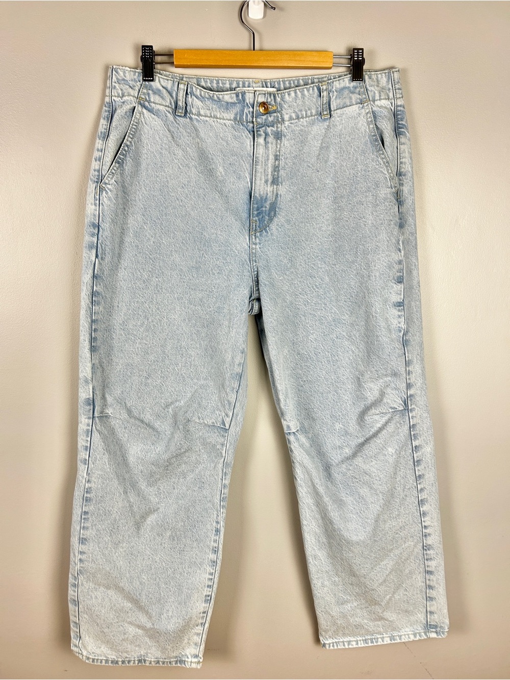 ZARA Baggy Barrel Jeans light Wash Size 12 Relaxed Casual Utility Grunge